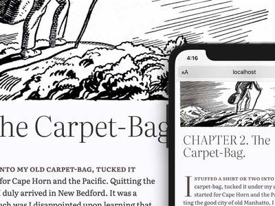 Closeup of responsive heading sizes on small and large screens