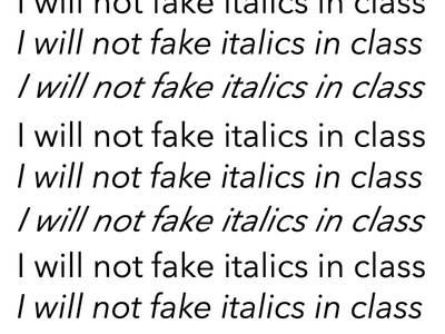 Comparison of italicized text in different browsers