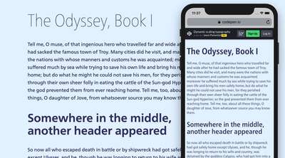 Showing typography scaling between small and large screens