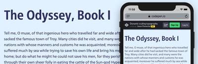 Example of static typography on small and large screens