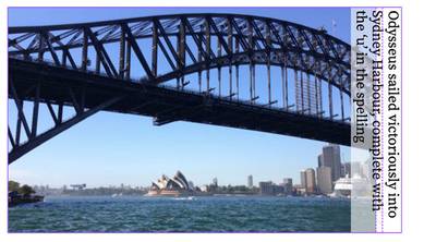 Image and vertically set caption with grid lines showing and text overlapping the image