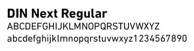 Example of DIN Regular, a single weight of the DIN typeface