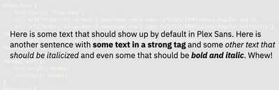 A paragraph of text set in Plex Sans in varying weights