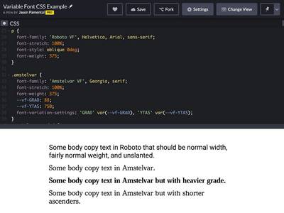 Example CSS for using variable fonts