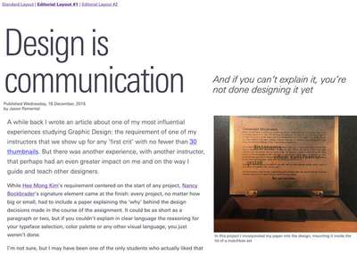 That new web layout split into two columns of different text and image blocks