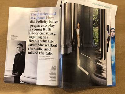 Article title page from a magazine spread with the title stacked tightly opposite a full-page image