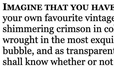 A paragraph with the first line set in bold small-caps