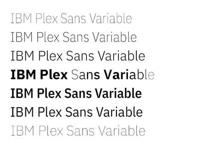Example of IBM Plex Sans Variable showcasing various widths and weights