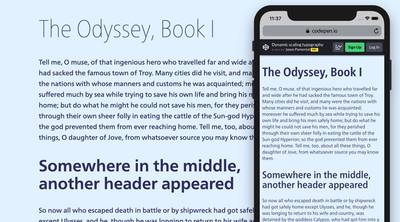 Showing typography scaling between small and large screens