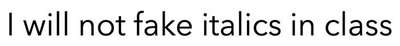 No italics rendered at all