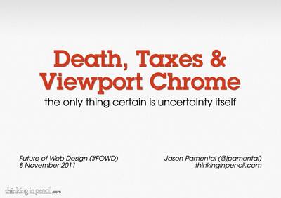 Slide deck cover for Death, Taxes & Viewport Chrome