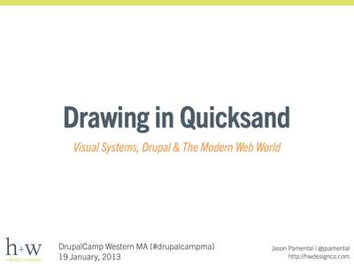 Slide deck cover for Drawing on Quicksand: Visual Systems, Drupal & The Modern Web World