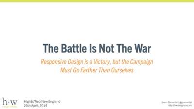 Slide deck cover for The Battle is Not the War