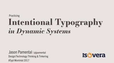 Slide deck cover for Intentional Typography in Dynamic Systems
